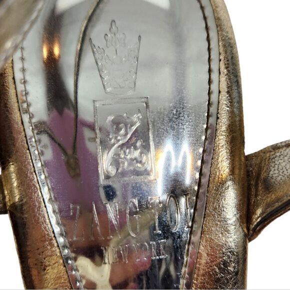 ZANG TOI Shoes Womens 6 36 Metallic Gold High‎ Heels Embellished Luxury Strappy - Picture 13 of 13